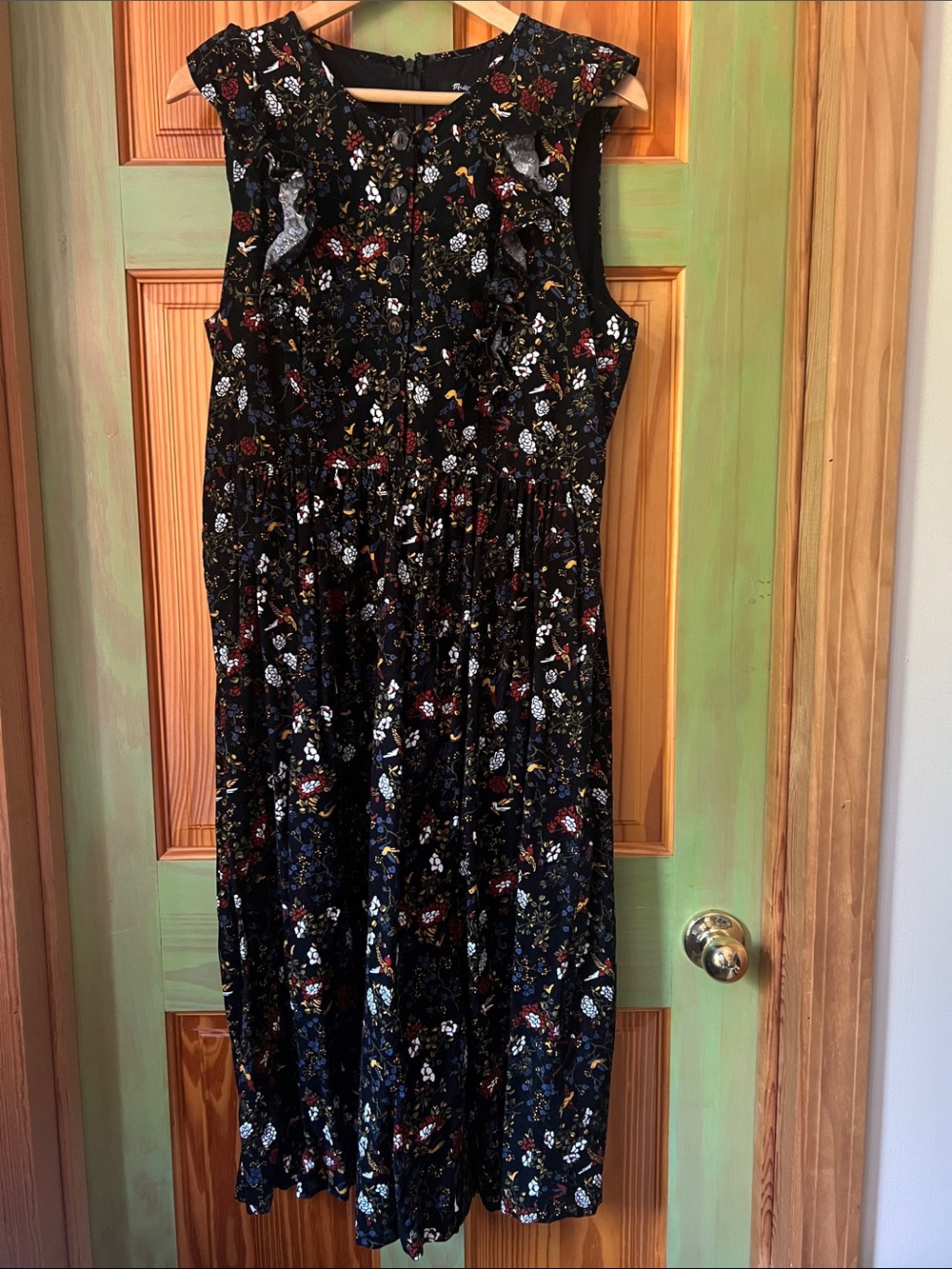 Madewell Black Floral Midi Dress